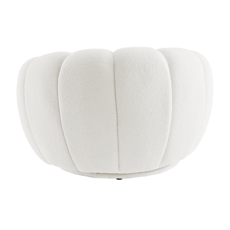 37" Pumpkin Plush White Sherpa Lounger & Ottoman Set