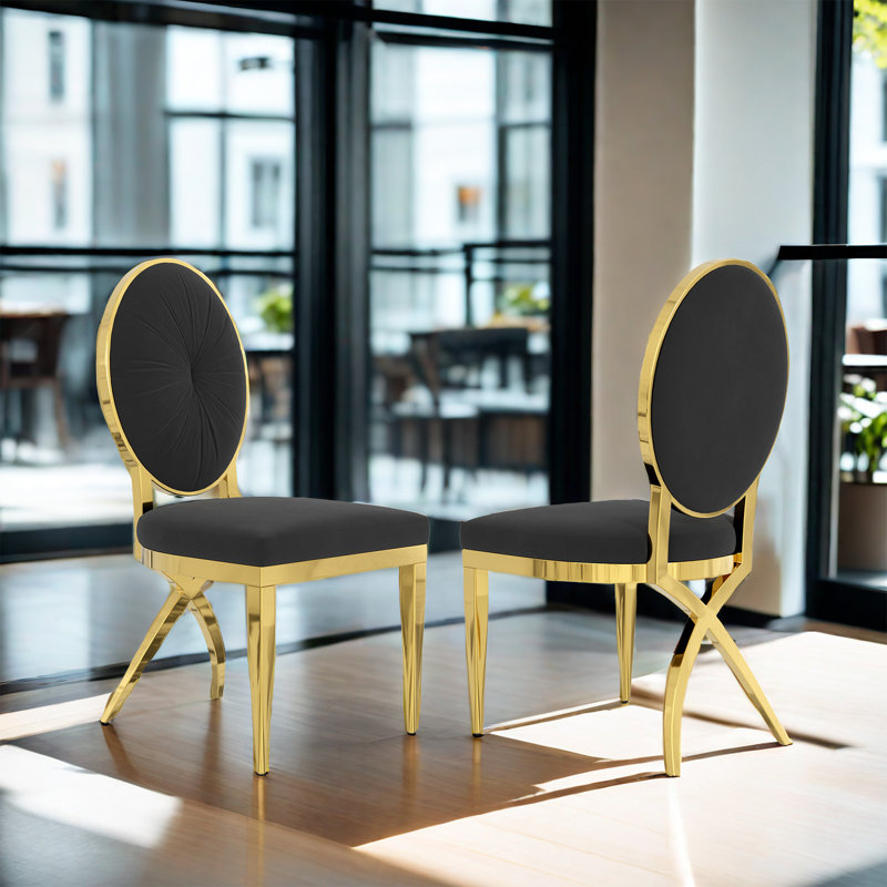 Chaise Samos, Noir, Or
