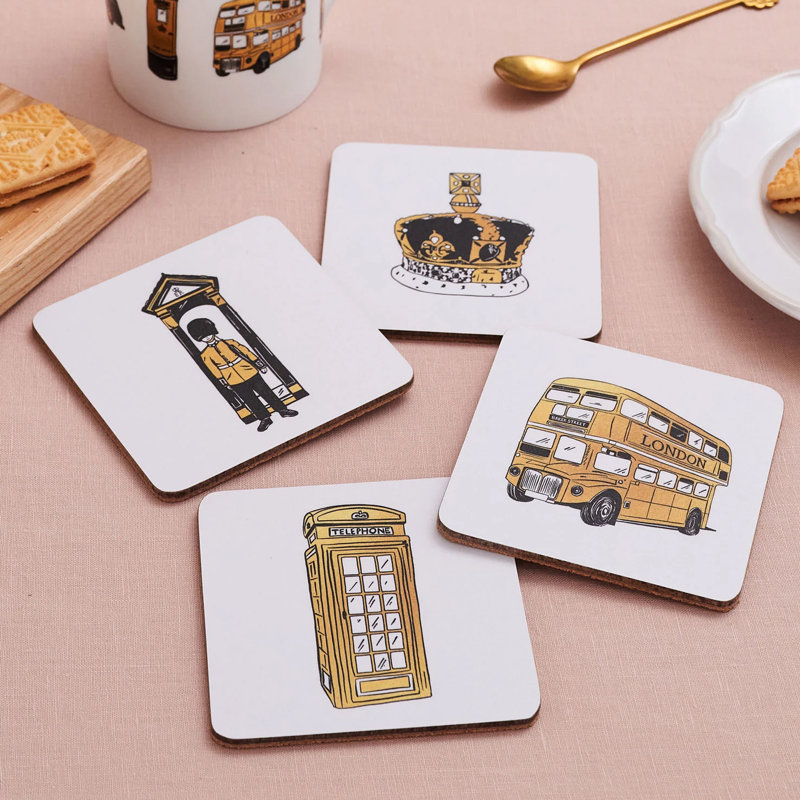 Cork Square 4 Piece Coaster Set