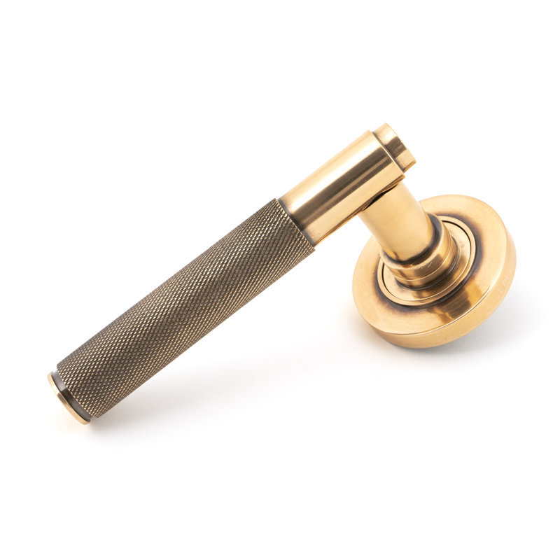 Brompton Lever on Rose Set (Plain), Polished Bronze