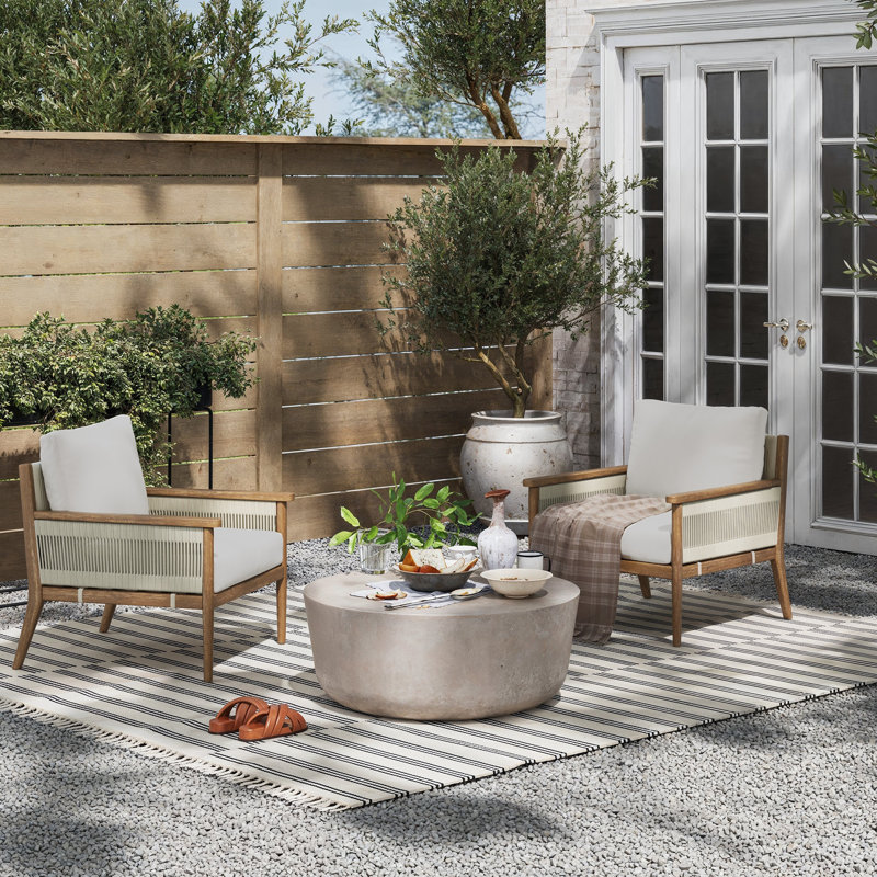 Rydell Acacia Outdoor Lounge Chair, White