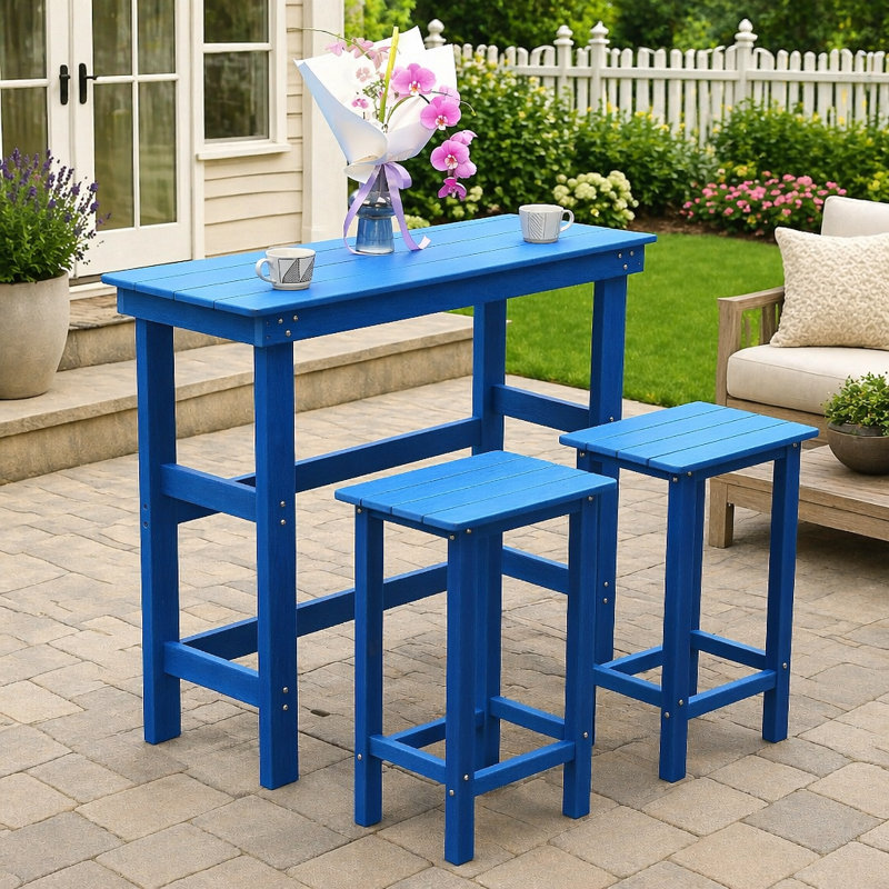 Ensemble de table de bar et de chaises toutes saisons pour l'extérieur, meubles Adirondack durables et imperméables pour la pelouse, le jardin et la piscine