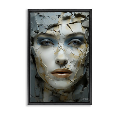 Toile flottante encadrée «Cracked Face Abstraction» par Roozbeh Bahramali