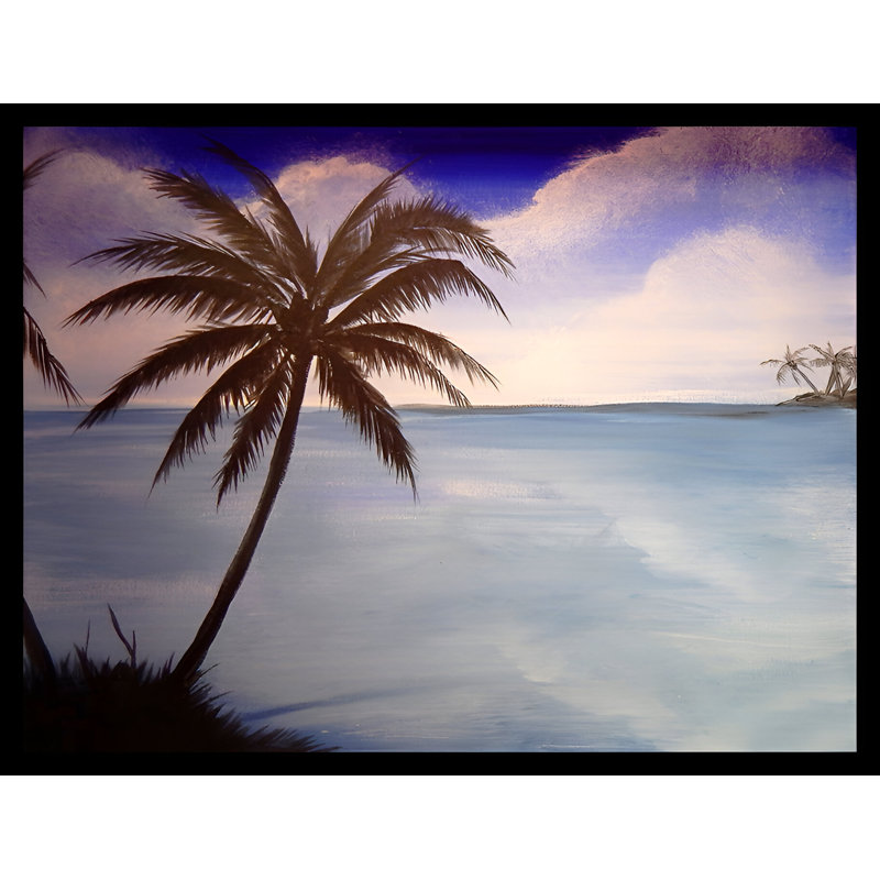 «Paradise», reproduction de peinture acrylique, H 11 po x l 14 po x P 1 po, Papier avec cadre noir, Blanc