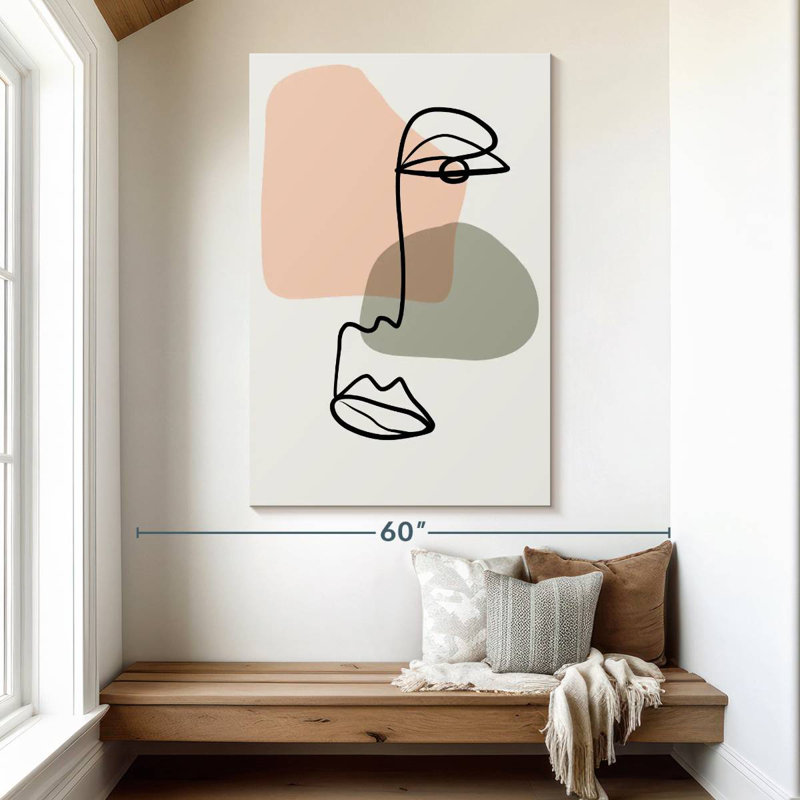 Leisha Abstract Line Face, 51" H x 34" W