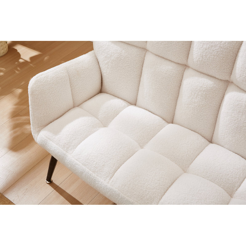 Fauteuil capitonné large 52,56 po Machella, Blanc