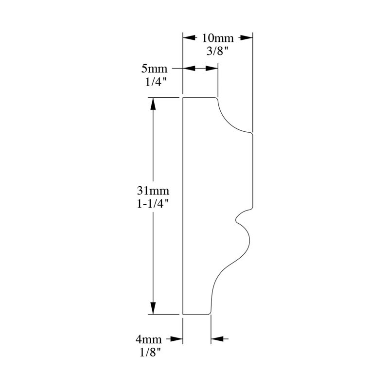 Moulure couronnée H 1 3/16 po x l 78 po x P 3/8 po