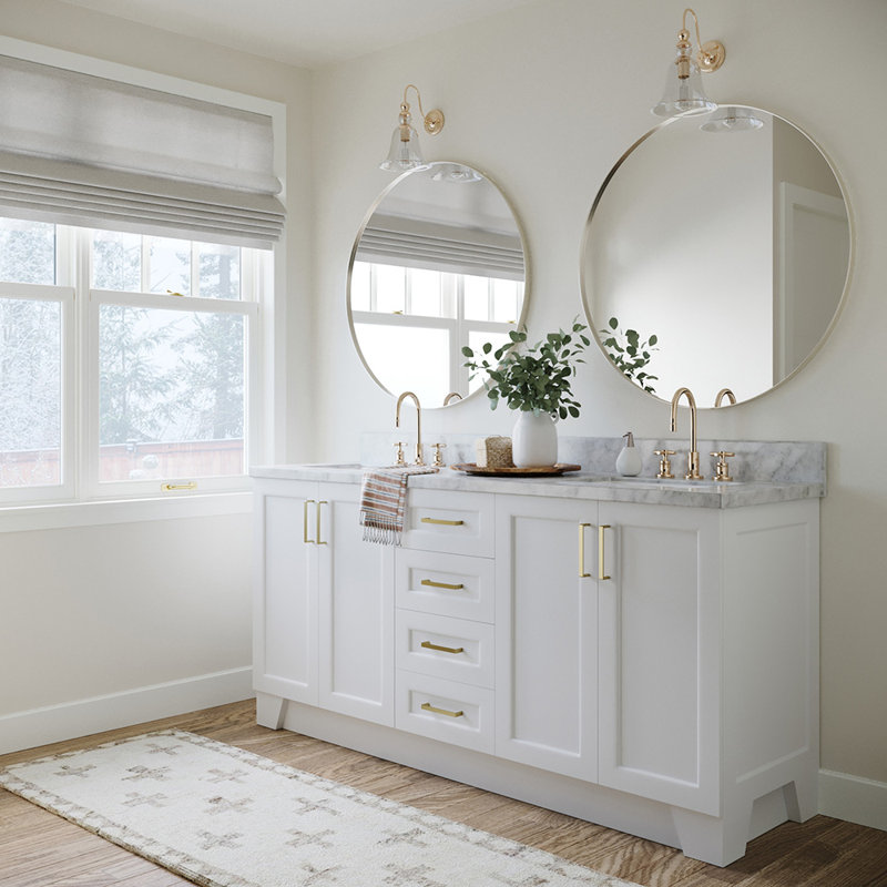 73 IN.  Single Bathroom Vanity, White, Rectangular, Carrara Marble
