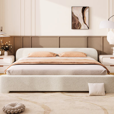 Lit douillet blanc très grand confortable, rembourrage en mousse de haute qualité, sans sommier, support stable et doux, capacité de poids