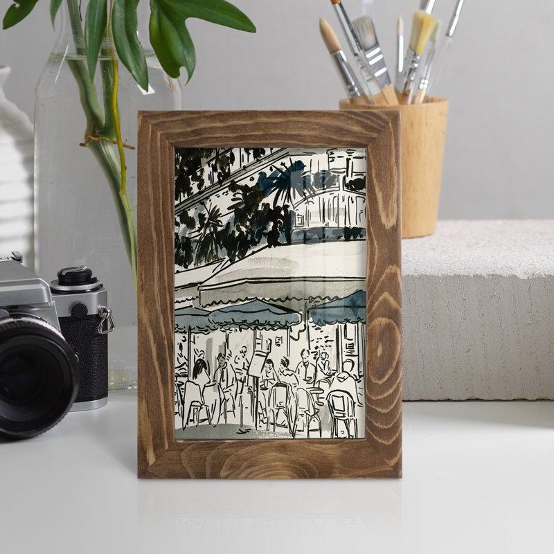 " Aucoin De Larue II ", 6" W x 8" H x 1'' D, Walnut Framed Paper