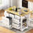 Kitchen Island with 6 Drawers, Pull Out Trash Can Storage, Rolling Kitchen Island on 5 Wheels with Drop Leaf, Power Outlet, 5 Open Side Racks for Kitchen, Dining Room-1213540164