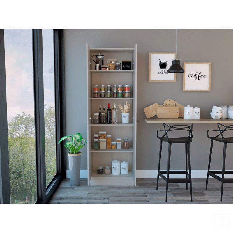 Rectangle 2-Door Storage Tall Cabinet, Oak