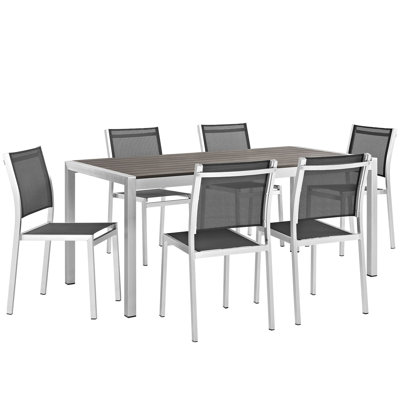 Ensemble repas d'extérieur en aluminium 7 pièces Shore