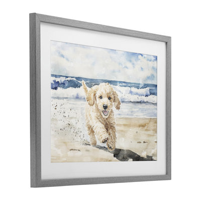 «Ocean's Best Friend Pup», reproduction sous verre encadrée, design par Svetlana Aleynikova