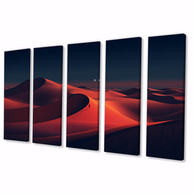 Red Desert Twilight Photo III - Desert 5 Piece Wall Art