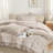 Andency Tan Gingham Ruffle Comforter Super King(120x120Inch), 3 Pieces(1 Ruffled Comforter and 2 Pillowcases) Solid Farmhouse Bed, Vintage Rustic Soft Microfiber Bedding Set-124610439-124610434