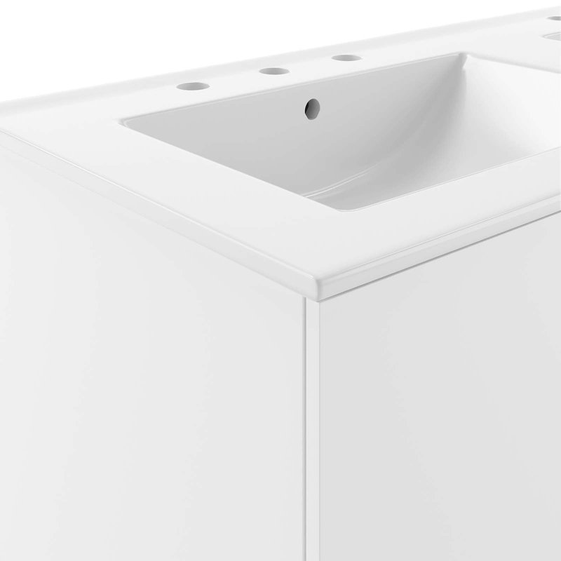  Meuble-lavabo à double cuve 48 po Vitality, Blanc, Blanc