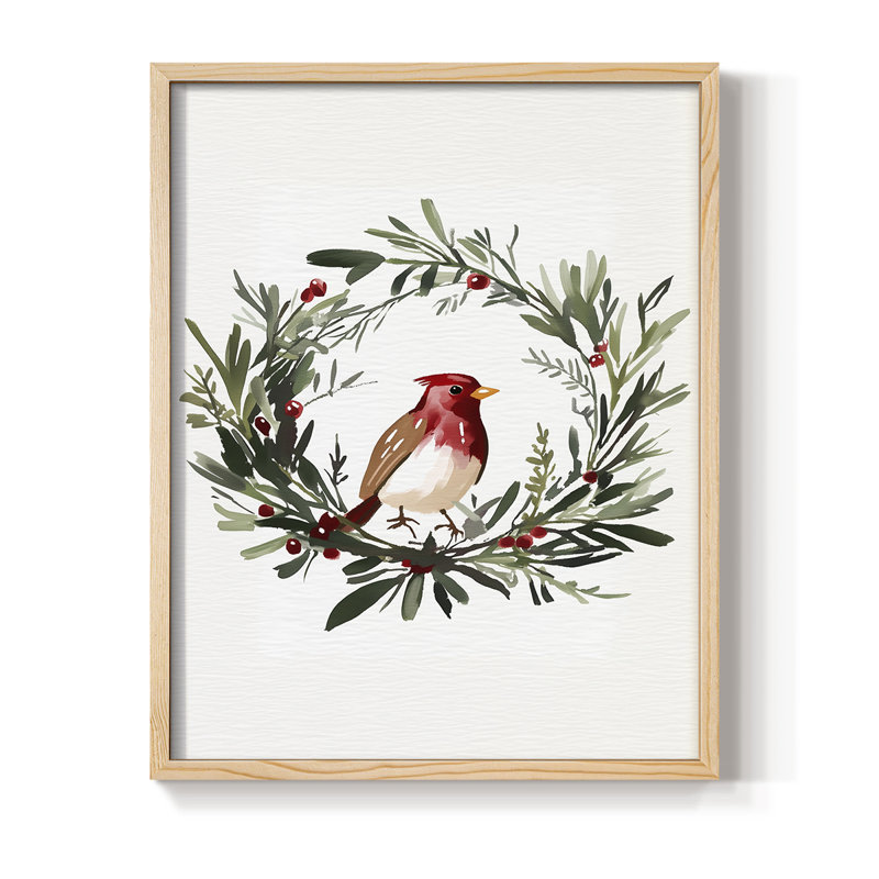 «Christmas Holiday Art CMLIX», reproduction encadrée - bois massif, H 11 po x l 9 po, Naturel