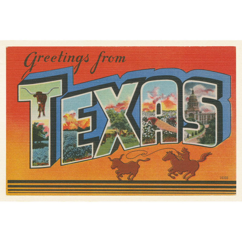 Greetings From Texas V2, Toile tendue, Non, H 8 po x l 12 po