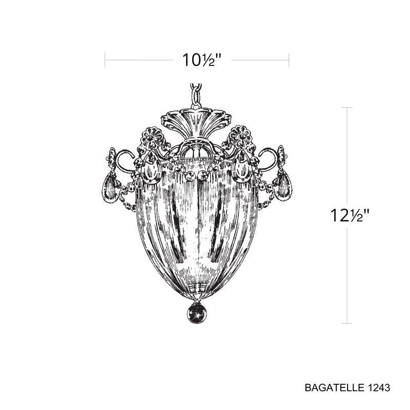 Bagatelle Pendant, Heirloom Gold, Heritage Handcut Crystal Clear, 12.5" H x 10.5" W x 10.5" D