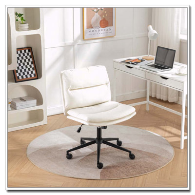 Fauteuil de bureau / de coiffeuse / siège large / pivotant réglable Bizerte, blanc