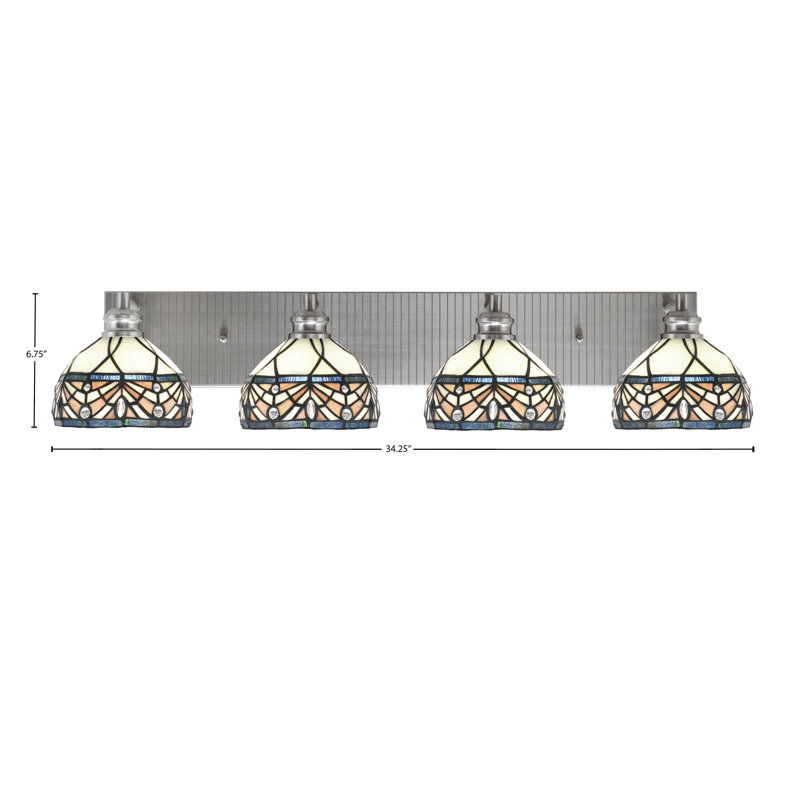 Edge 4 Light Bath Bar With 7" Glass, Brushed Nickel