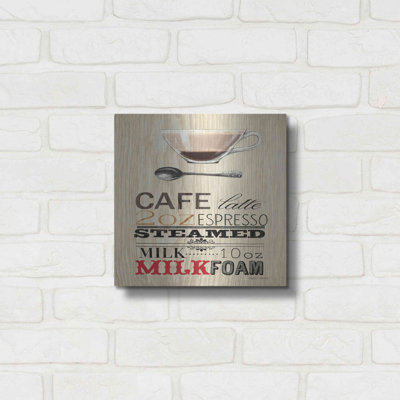 «Cafe Latte» par Marco Fabiano - Art textuel sur métal sans cadre