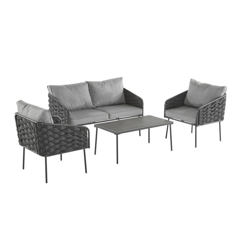 Ensemble de mobilier d'extérieur en métal 4 pièces 4 pièces