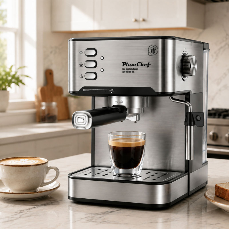 Machine à expresso semi-automatique à 20 barres avec mousseur à lait, cafetière en acier inoxydable pour comptoir à café et cuisine, compatible avec café moulu et dosettes ESE