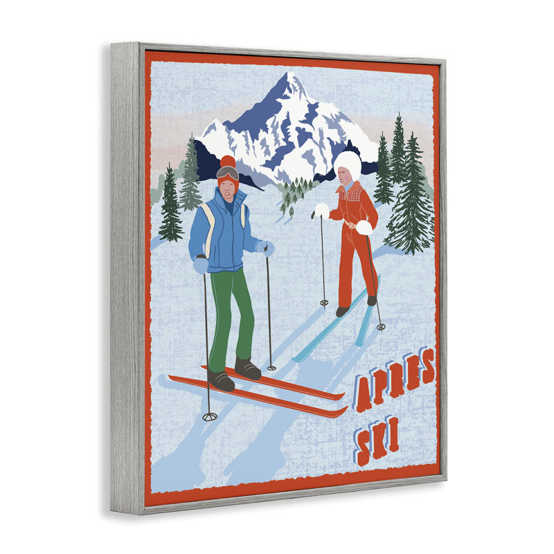 Apres Ski Winter Giclee Art, design par Jo Reid, H 30 po x l 24 po, Estampe numérique Farmhouse