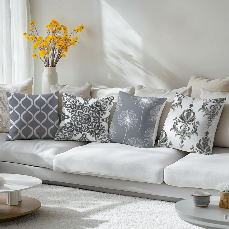 4 housses de coussin décoratives à motif de lignes simples bohémiennes