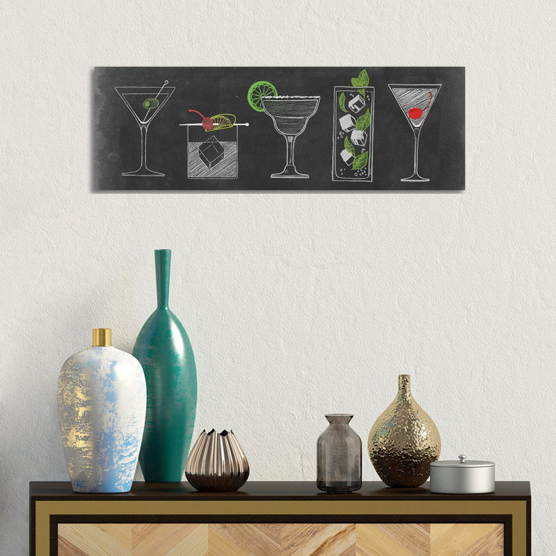 Chalkboard Cocktails Collection VII by Grace Popp - Wrapped Canvas Panoramic Print, 30.48 cm H x 91.44 cm W x 1.91 cm D