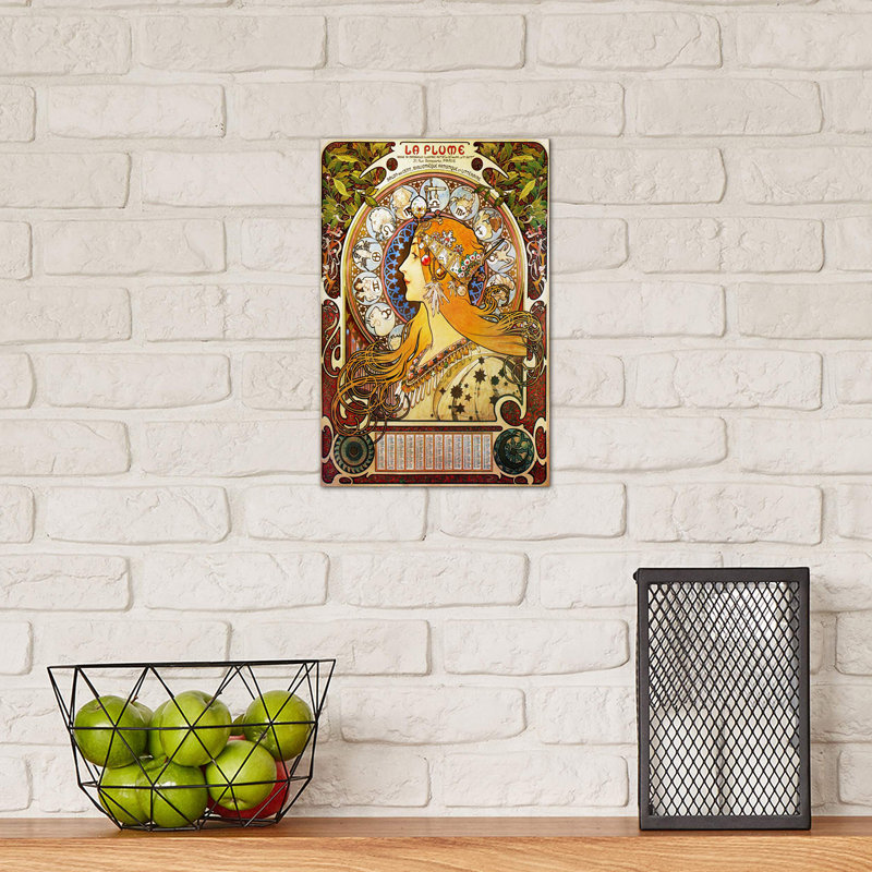 Zodiac (1896) by Alphonse Mucha - Floater Frame Painting on Canvas, 66.04 cm H x 45.72 cm W x 1.91 cm D, No Frame