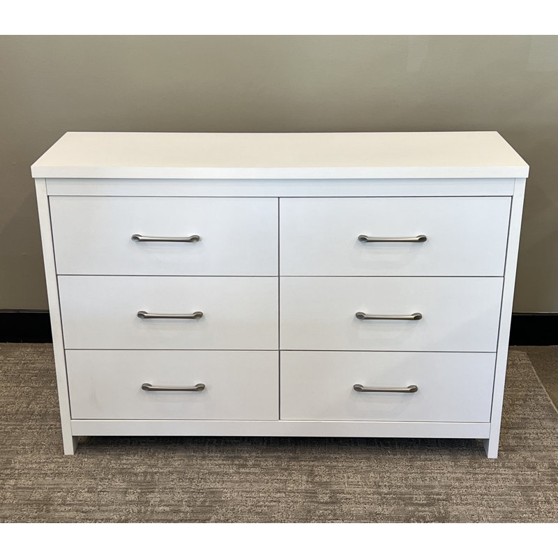 Commode basse 6 tiroirs Selena Slide Logic, Blanc / Blanc