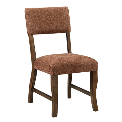 Ensemble de 2 chaises d'appoint contemporaines, revêtement chenille rouille, structure en bois brun, idéales pour la salle à manger. Chaises modernes rembourrées, pouvant supporter jusqu'à 113 kg (250 lb).