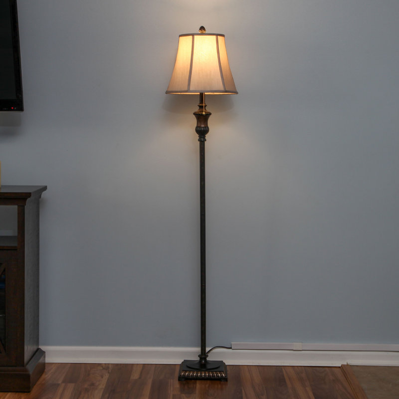 Sophia 63 in. Traditional LED Energy Efficient Floor Lamp with Beige Fabric Shade