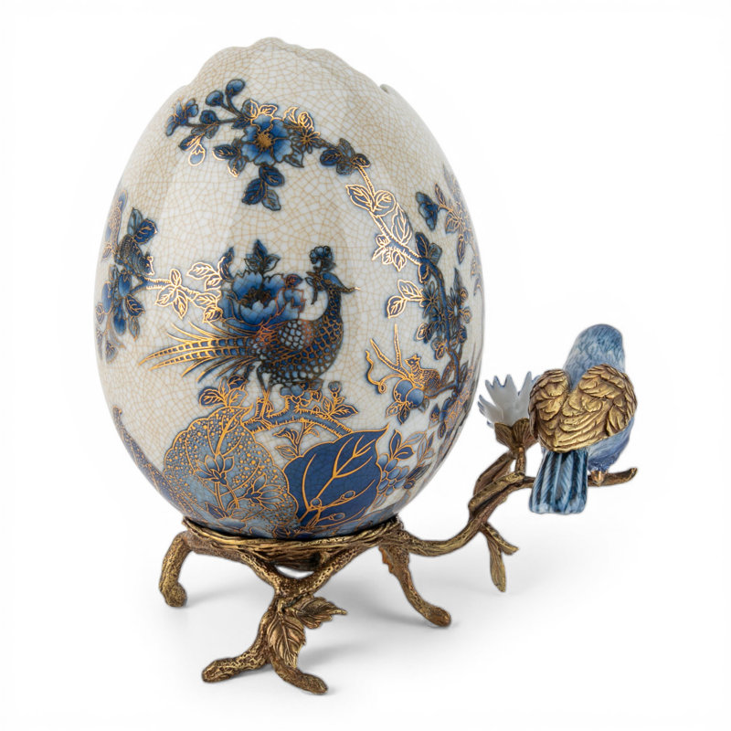 Golden Pheasant Egg Cachepot with Ormolu