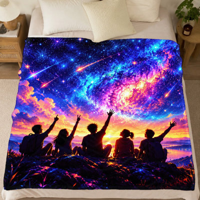 1Pcs Galaxy Nebula Print Fleece Blanket – Vivid Space Starry Sky Design;Cozy and Warm ThrowMachine WashablePerfect for Sofa, Bed, Outdoor UseA Captivating Decorative Piece Any Room. Bedding and sofa items