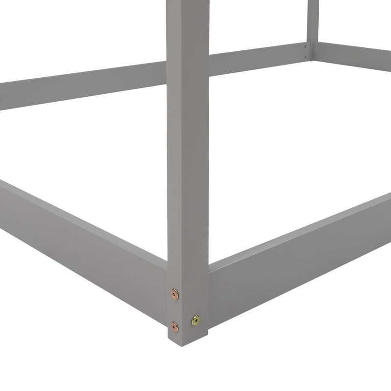 Lit en bois sans lattes, Gris, Double
