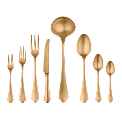Dolce Vita Pewter Flatware Set - 43 Pieces - Gold