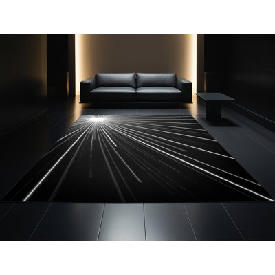 Tapis gris doux et moelleux à motif géométrique moderne à motif laser