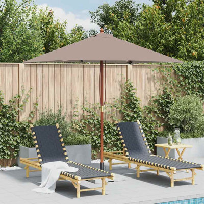 vidaXL Patio Parasol with Wooden Pole 59.1x78.7" Taupe