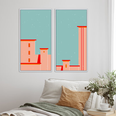«Vintage Geometric Cityscapes I», ensemble de 2 reproductions