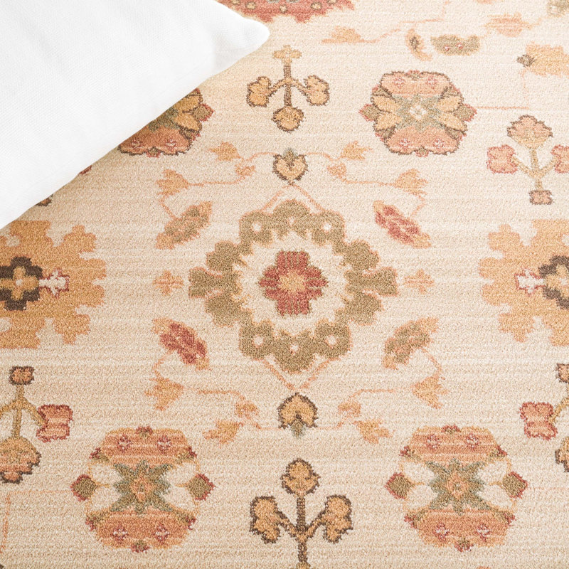 Oriental Area Rug in Cream/Brown, Rectangle 8' x 11'