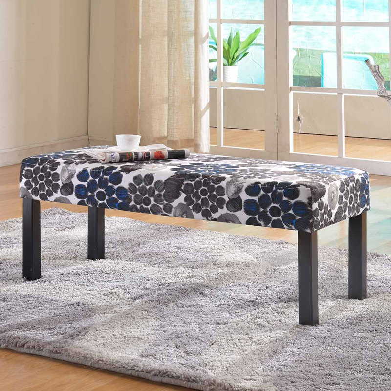Sherri Polyester Blend Upholstered Bench, Blue