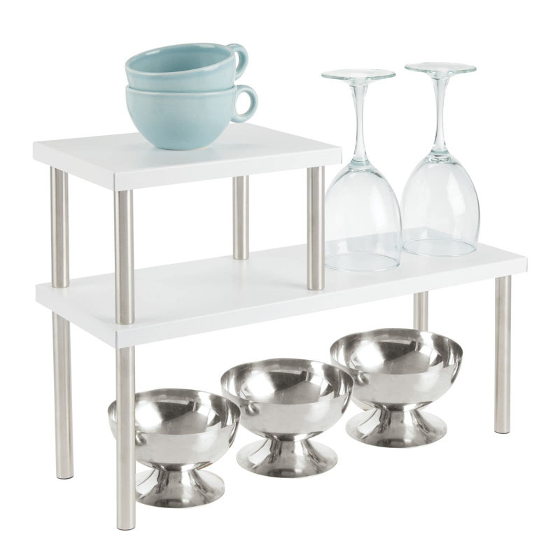 Nong Freestanding Stainless Steel Spice Rack with Adjustable Racks, Matte White