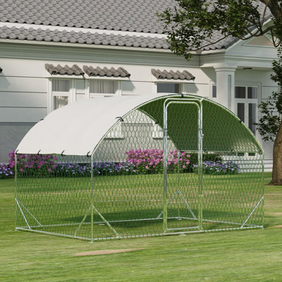 Poulailler en métal, enclos extérieur pour poulets avec couvercle imperméable et résistant aux rayons UV, cage à volaille en grillage métallique, abri de jardin pour la cour, abri de jardin