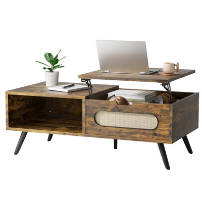 Balus 48-inch Wood Lift Top Coffee Table With Hidden Compartment&storage Shelf,lift Tabletop Dining Table For Home/living Room/office -  George Oliver, 5FDF9C06EDCD4D5282ABDF815A191C2A