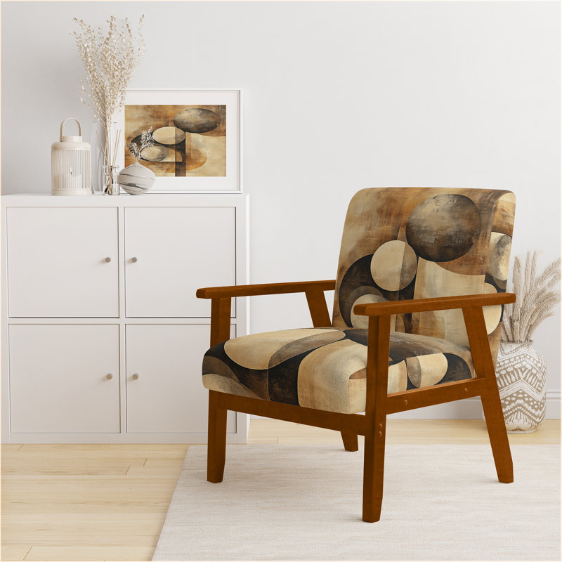 Chaise rembourrée Abstract Shapes, Brown Square Arms