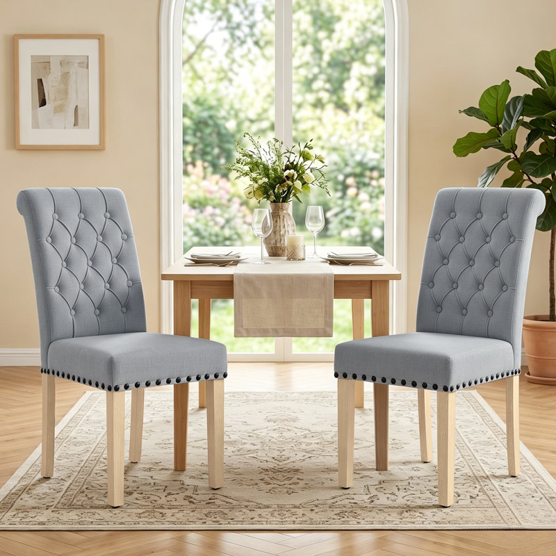 Chaises de salle à manger rembourrées Amby, Gris clair
